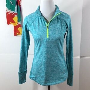 Tangerine turquoise zip front pull over top S